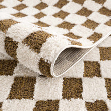 Load image into Gallery viewer, Lajos Brown Checkered Shag Rug [Online Only]
