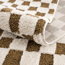Load image into Gallery viewer, Lajos Brown Checkered Shag Rug [Online Only]
