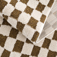 Load image into Gallery viewer, Lajos Brown Checkered Shag Rug [Online Only]
