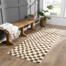 Load image into Gallery viewer, Lajos Brown Checkered Shag Rug [Online Only]

