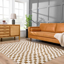 Load image into Gallery viewer, Lajos Brown Checkered Shag Rug [Online Only]
