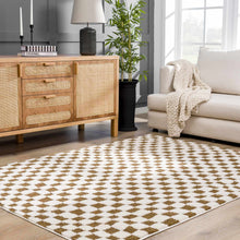 Load image into Gallery viewer, Lajos Brown Checkered Shag Rug [Online Only]
