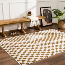 Load image into Gallery viewer, Lajos Brown Checkered Shag Rug [Online Only]
