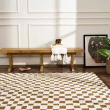 Load image into Gallery viewer, Lajos Brown Checkered Shag Rug [Online Only]
