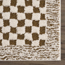 Load image into Gallery viewer, Leryn Brown Checkered Plush Rug [Online Only]
