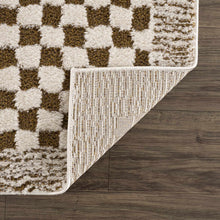 Load image into Gallery viewer, Leryn Brown Checkered Plush Rug [Online Only]
