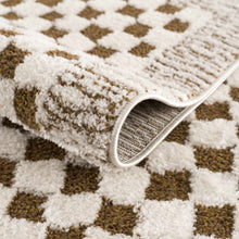 Load image into Gallery viewer, Leryn Brown Checkered Plush Rug [Online Only]
