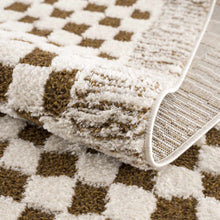 Load image into Gallery viewer, Leryn Brown Checkered Plush Rug [Online Only]
