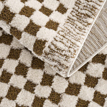Load image into Gallery viewer, Leryn Brown Checkered Plush Rug [Online Only]

