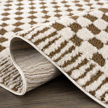 Load image into Gallery viewer, Leryn Brown Checkered Plush Rug [Online Only]
