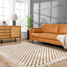 Load image into Gallery viewer, Leryn Brown Checkered Plush Rug [Online Only]
