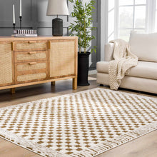Load image into Gallery viewer, Leryn Brown Checkered Plush Rug [Online Only]
