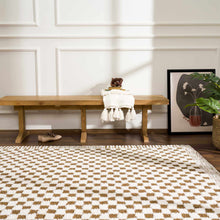 Load image into Gallery viewer, Leryn Brown Checkered Plush Rug [Online Only]
