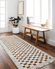 Load image into Gallery viewer, Leryn Brown Checkered Plush Rug [Online Only]
