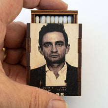 Load image into Gallery viewer, Johnny Cash Mug Shot Wooden Matchbox
