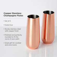 Load image into Gallery viewer, Stainless Steel Stemless Champagne Flutes in Copper Set of 2 (Online Only)
