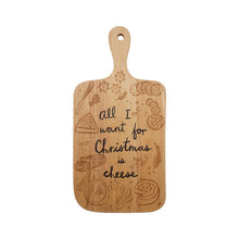Load image into Gallery viewer, Holiday Rubberwood Cheese/Cutting Board with Handle &amp; Laser Etching
