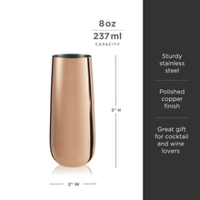 Load image into Gallery viewer, Stainless Steel Stemless Champagne Flutes in Copper Set of 2 (Online Only)
