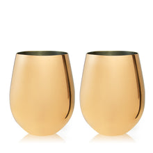 Load image into Gallery viewer, Stainless Steel Stemless Wine Glasses in Gold Set of 2 (Online Only)
