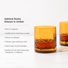 Load image into Gallery viewer, Admiral Crystal Rocks Glasses in Amber Set of 2 (Online Only)
