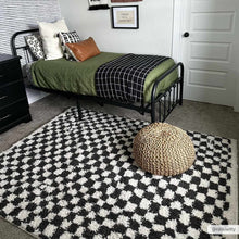 Load image into Gallery viewer, Kieu Black &amp; White Checkered Shag Rug [Online Only]
