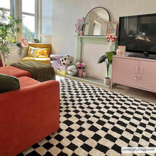 Load image into Gallery viewer, Lajos Black &amp; White Checkered Plush Rug [Online Only]
