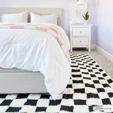 Load image into Gallery viewer, Lajos Black &amp; White Checkered Plush Rug [Online Only]
