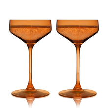 Load image into Gallery viewer, Reserve Nouveau Crystal Coupe Glasses in Amber Set of 2 (Online Only)
