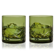 Load image into Gallery viewer, Admiral Crystal Rocks Glasses in Green Set of 2 (Online Only)
