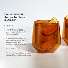 Load image into Gallery viewer, Aurora Double-Walled Tumblers in Amber Set of 2 (Online Only)
