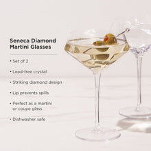 Load image into Gallery viewer, Seneca Diamond Crystal Martini Glasses Set of 2 (Online Only)
