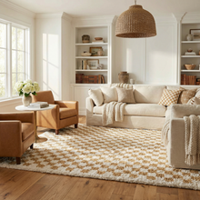Load image into Gallery viewer, Kieu Mustard &amp; Ivory Checkered Area Rug [Online Only]
