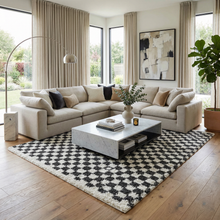 Load image into Gallery viewer, Kieu Black &amp; White Checkered Shag Rug [Online Only]

