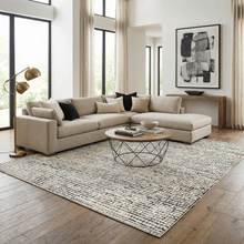 Load image into Gallery viewer, Keita Cream &amp; Black Grid Plush Rug [Online Only]
