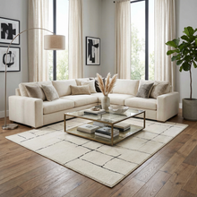 Load image into Gallery viewer, Koume Beige Maze Area Rug [Online Only]
