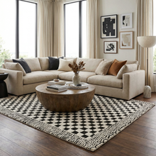 Load image into Gallery viewer, Leryn Black &amp; White Checkered Area Rug [Online Only]
