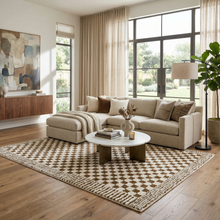 Load image into Gallery viewer, Leryn Brown Checkered Plush Rug [Online Only]
