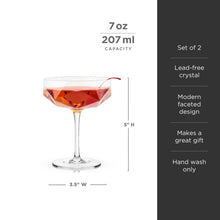 Load image into Gallery viewer, Seneca Faceted Coupe Glasses Set of 2 (Online Only)
