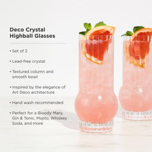 Load image into Gallery viewer, Art Deco Crystal Highball Glasses Set of 2 (Online Only)
