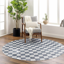 Load image into Gallery viewer, Alie Blue Gray Checkered Washable Rug [Online Only]
