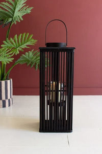 Bamboo Lantern w/ Glass Insert