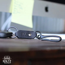 Load image into Gallery viewer, The Big Bass Fine Leather Keychain Fish Hook Key Ring Holder | Holtz Leather Co.
