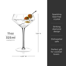 Load image into Gallery viewer, Seneca Diamond Crystal Martini Glasses Set of 2 (Online Only)

