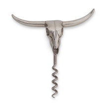 Load image into Gallery viewer, Pewter Cow Skull Wine Pull [Online Only]
