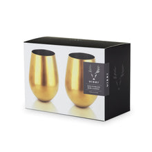 Load image into Gallery viewer, Stainless Steel Stemless Wine Glasses in Gold Set of 2 (Online Only)
