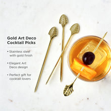 Load image into Gallery viewer, Art Deco Cocktail Picks in Gold Set of 4 (Online Only)
