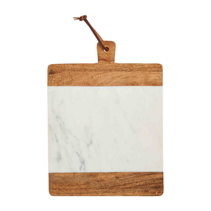 Square White Marble & Wood Board