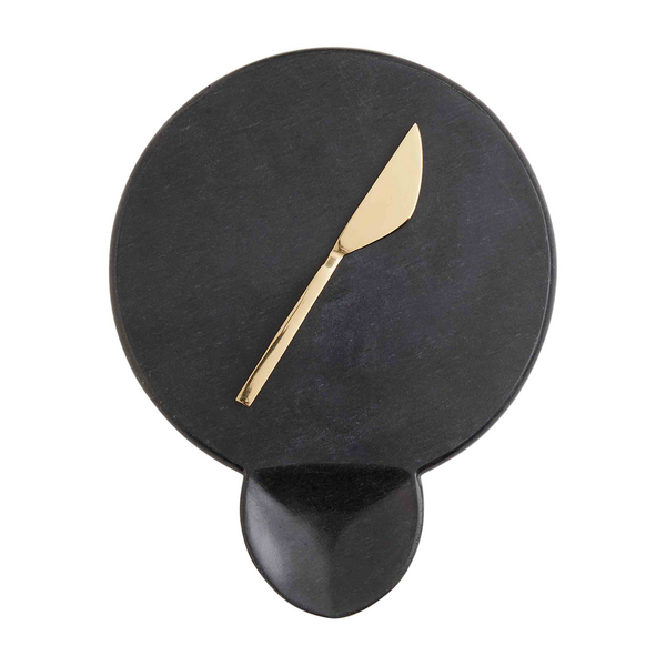 Black Marble Cheese Board and Spreader Set