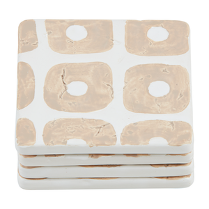 White Dot Terracotta Coaster Set (2 shapes)