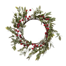 Load image into Gallery viewer, Faux Leaves and Berry Wreath with Frost Finish

